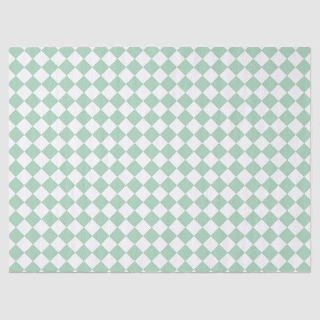 Papier Mousseline Motif diamant Green White Checker (Recto)