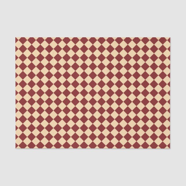 Papier Mousseline Motif diamant rouge jaune Checker (Recto)