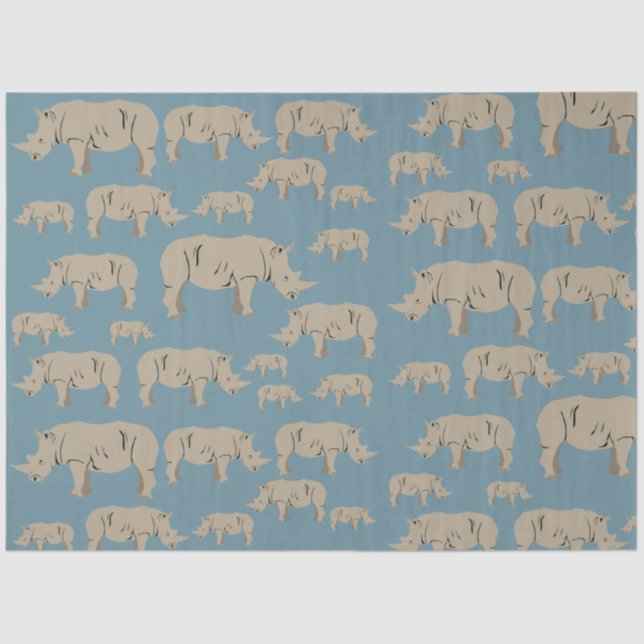 Papier Mousseline Motif d'illustration Rhinoceros Rhino (Recto)