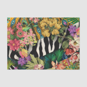 Papier Mousseline Motif d'impression couleur rose floral zèbre indie