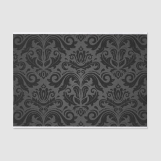 Papier Mousseline Motif d'impression en damas noir (Recto)