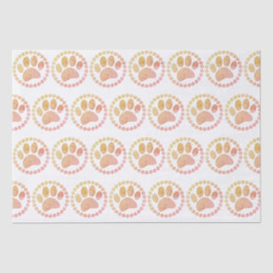 Papier Mousseline Motif D'Impression Paw Et Round Frame Dog