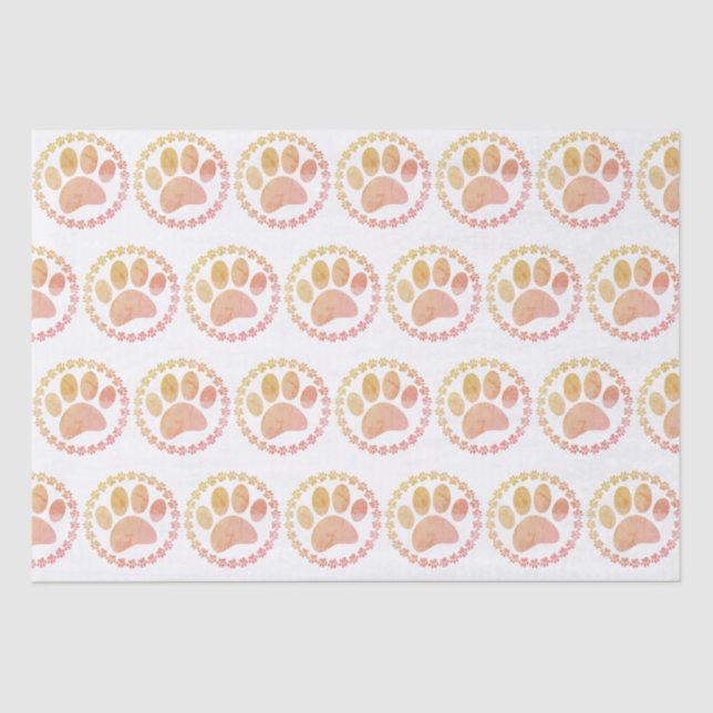 Papier Mousseline Motif D'Impression Paw Et Round Frame Dog (Recto)