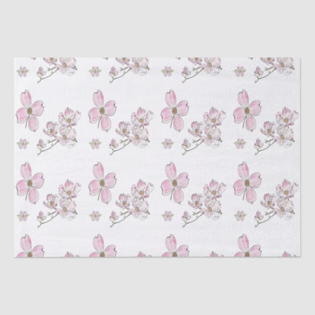 Papier Mousseline Motif Dogwood sur papier de tissus (Recto)