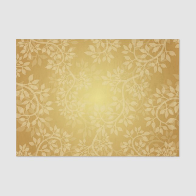 Papier Mousseline Motif d'or lumineux de feuille et de vigne (Recto)