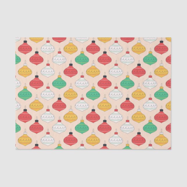 Papier Mousseline Motif d'ornements de Noël rétro (Recto)
