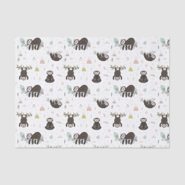 Papier Mousseline Motif doux somnolent de paresse (Recto)