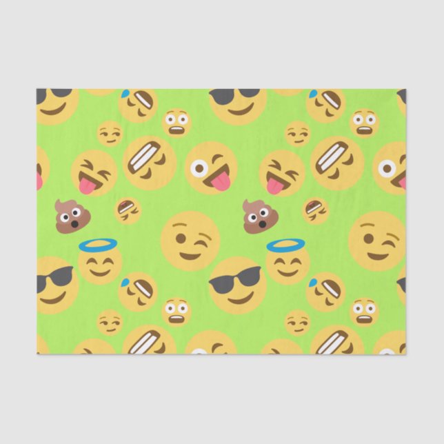 Papier Mousseline Motif drôle d'Emoji (vert) (Recto)