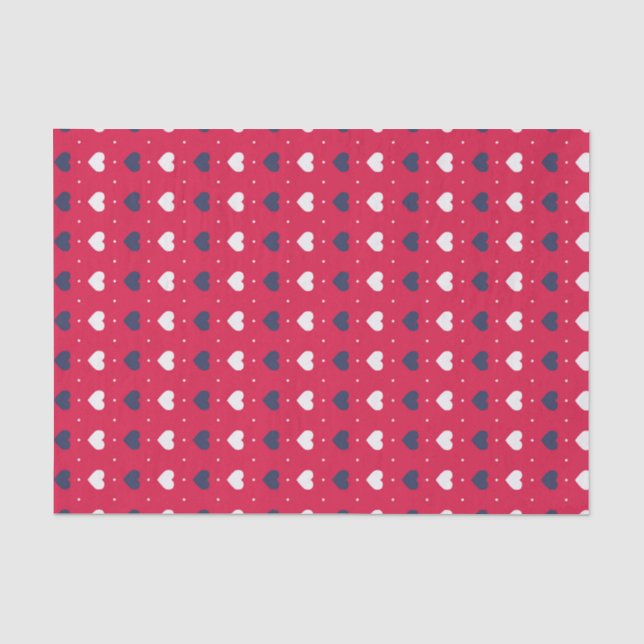 Papier Mousseline Motif du Coeur Rouge doux amour Saint Valentin (Recto)