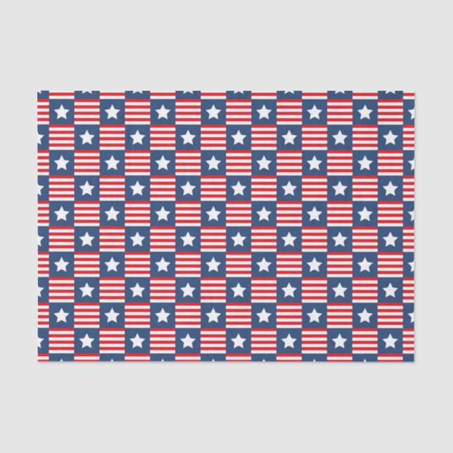 Papier Mousseline Motif du drapeau patriotique rouge, blanc et bleu  (Recto)