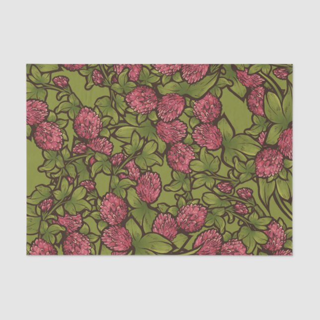 Papier Mousseline Motif du Jardin de Clover Rouge (Recto)