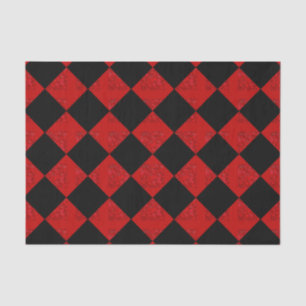 Papier Mousseline Motif du vérificateur de diamants rouge noir et ro