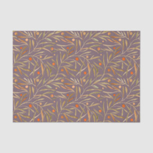Papier Mousseline Motif élégant de feuille à l'aquarelle Fond viole