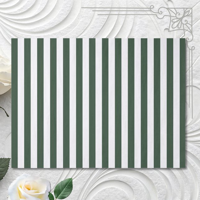 Papier Mousseline Motif élégant rayé vert chasseur et blanc (Créateur téléchargé)