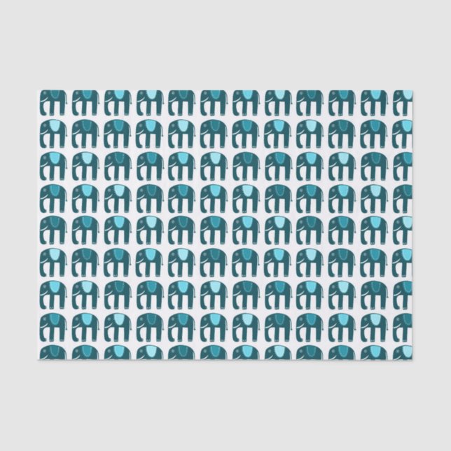 Papier Mousseline Motif éléphant bleu (Recto)
