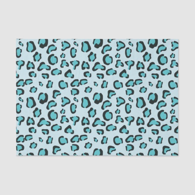 Papier Mousseline Motif Empreinte de léopard bleu (Recto)