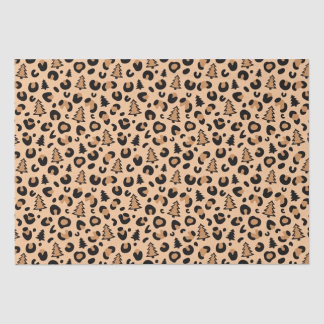 Papier Mousseline Motif Empreinte de léopard de Noël (Recto)