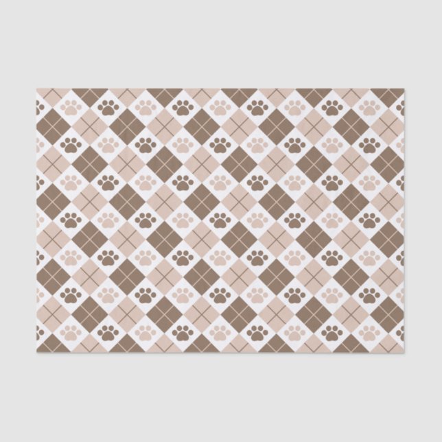 Papier Mousseline Motif Empreinte de patte Brown et Tan Jacquard (Recto)