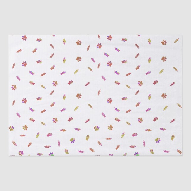 Papier Mousseline Motif Empreinte de patte Confetti Chien Personnali (Recto)