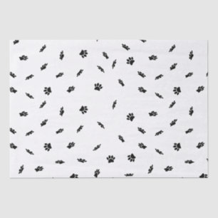 Papier Mousseline Motif Empreinte de patte Confetti noir personnalis