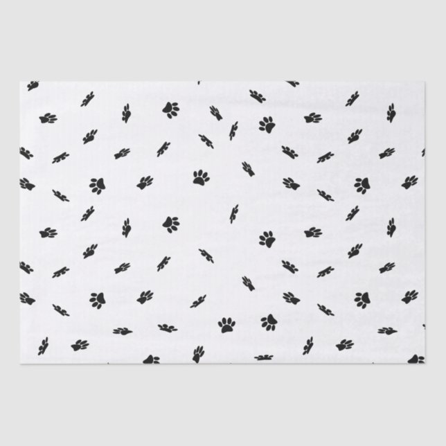 Papier Mousseline Motif Empreinte de patte Confetti noir personnalis (Recto)