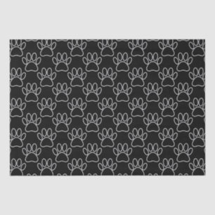 Papier Mousseline Motif Empreinte de patte de marionnettes noir et b