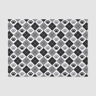 Papier Mousseline Motif Empreinte de patte Jacquard noir et gris