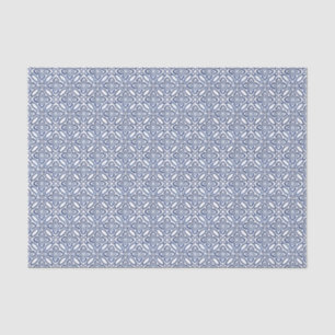 Papier Mousseline Motif en azulejo bleu foncé et blanc