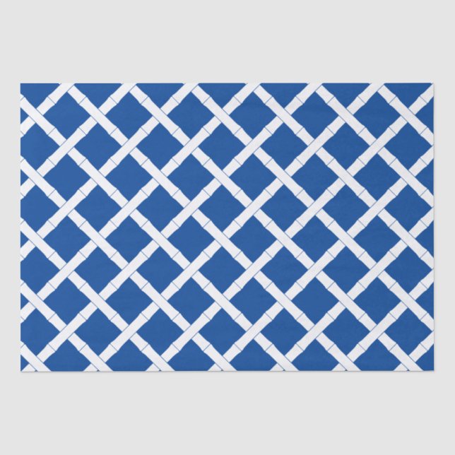 Papier Mousseline Motif en bambou bleu et blanc (Recto)