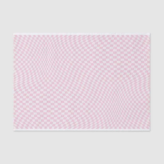 Papier Mousseline Motif en damier rose pastel À damiers Wavy (Recto)
