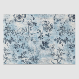 Papier Mousseline Motif en fleurs bleues