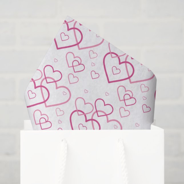Papier Mousseline Motif en forme de coeur rose - Saint-Valentin (Sac cadeau)