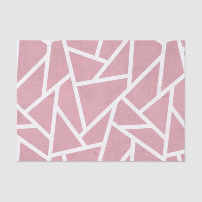 Papier Mousseline Motif en mosaïque corail et blanc (Recto)