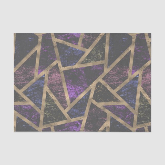 Papier Mousseline Motif en mosaïque violet et or (Recto)