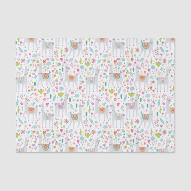 Papier Mousseline Motif en pastel mignon de lama (Recto)