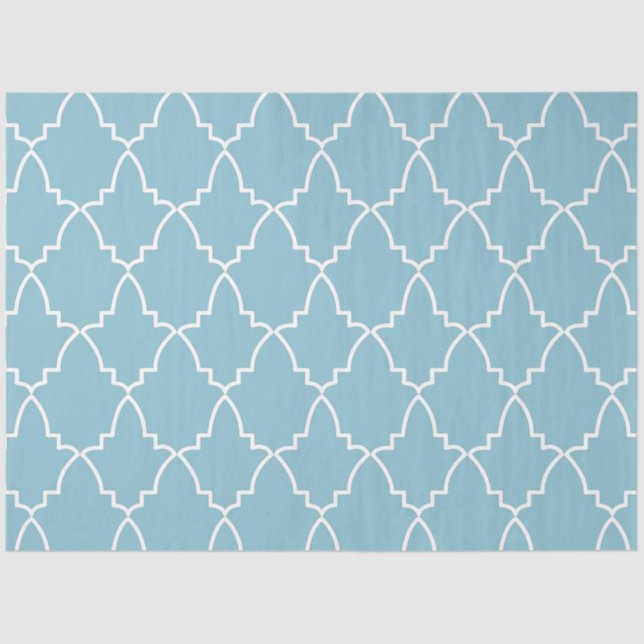 Papier Mousseline Motif en treillis marocain bleu clair (Recto)