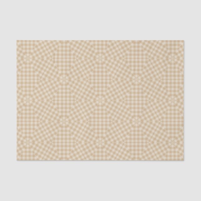 Papier Mousseline Motif En vichy moderne - Papier Tissu Beige (Recto)