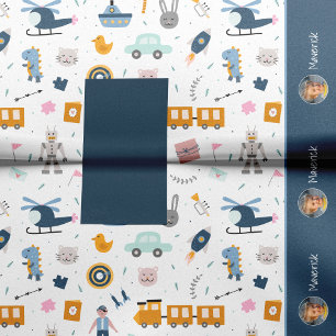Papier Mousseline Motif enfant mignon Photo et nom Boy Blue
