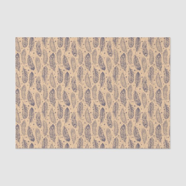 Papier Mousseline Motif ethnique d'ensemble de plume (Recto)