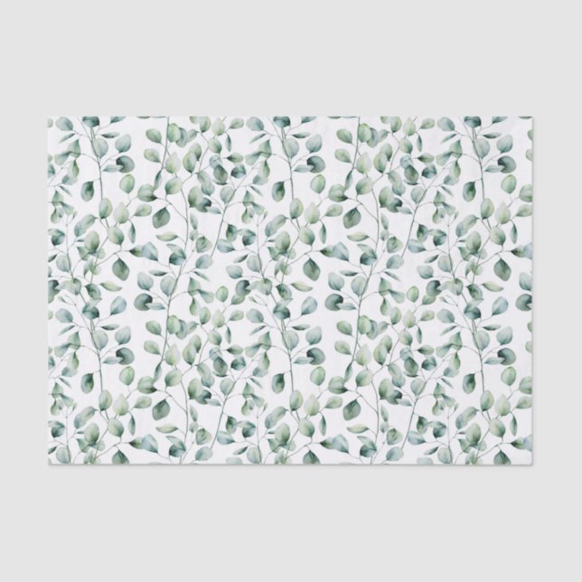 Papier Mousseline Motif Eucalyptus aquarelle (Recto)