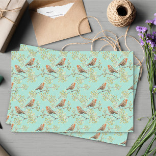 Papier Mousseline Motif européen vintage peint Robin Bird