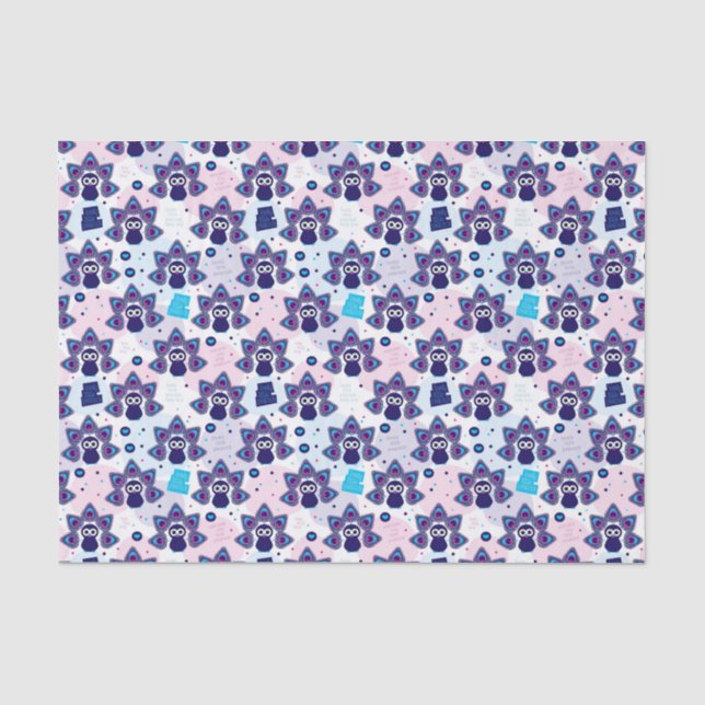 Papier Mousseline motif exotique de paon de l'Inde (Recto)