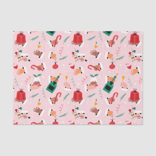 Papier Mousseline Motif Festif des Mains de Vacances (Recto)