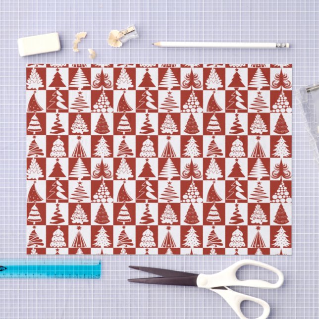 Papier Mousseline Motif Festive Red Christmas Tree (Artisanat)