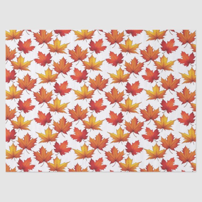 Papier Mousseline Motif Feuille de Red Maple. Motif d'automne (Recto)