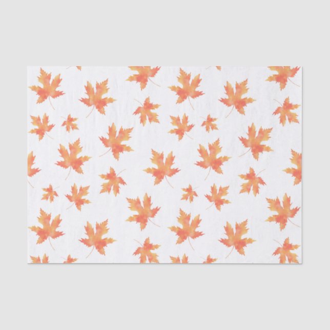Papier Mousseline Motif feuille d'érable jaune orange (Recto)
