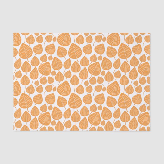 Papier Mousseline Motif feuille - Orange clair (Recto)