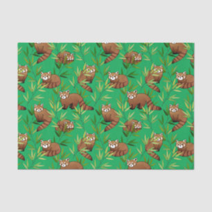 Papier Mousseline Motif Feuille Red Panda & Bamboo