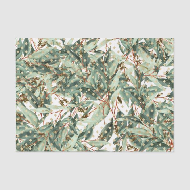 Papier Mousseline Motif Feuille verte 25 (Recto)