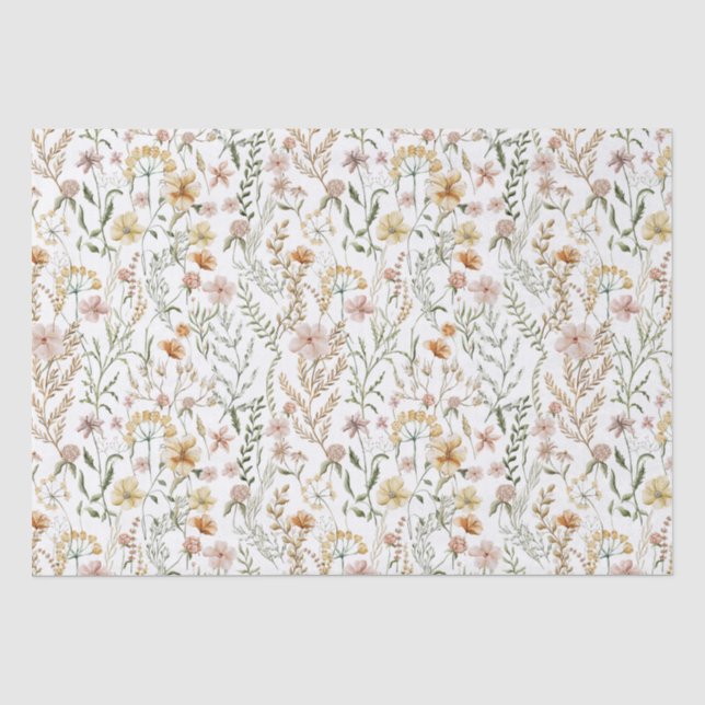 Papier Mousseline Motif Fleur sauvage aquarelle (Recto)